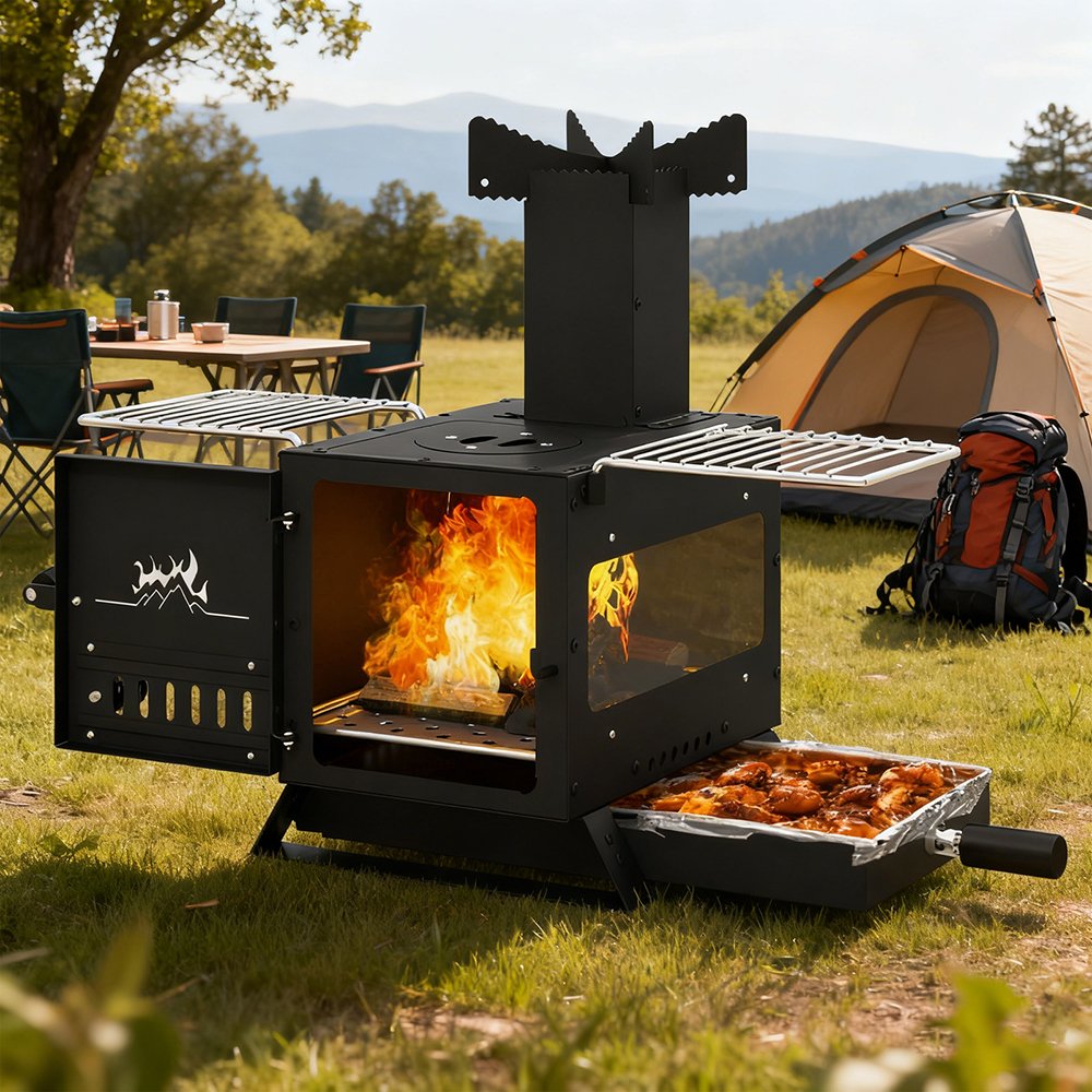 Mini Burn Table Portable Wood Burning Stove Mini Heater Burner With Pot Rack Oven Pan