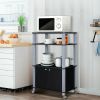 Modern 3-Shelf Kitchen Bakerâ€šÃ„Ã¶âˆšÃ‘âˆšÂ¥s Rack Cart on Wheels in Black Wood Finish