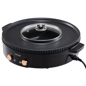 VEVOR Hot Pot with Grill, 1800W 2-in-1 Electric Smokeless Grill and Hot Pot, Korean BBQ Shabu Shabu Hotpot with Separate Dual Temperature Control, Non