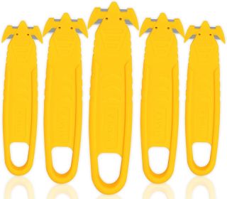 Safety Box Cutter, SK2 Stainless Steel Concealed Blade Package Opener with Tape Splitter for Cartons, Cardboard, Wrap, Straps